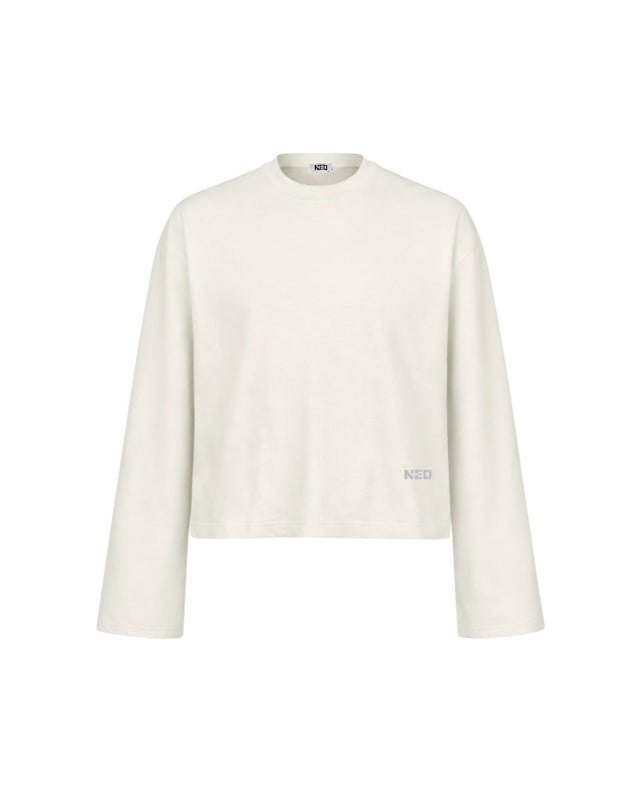 T-Shirt Manches Longues Boxy Blanc Vintage