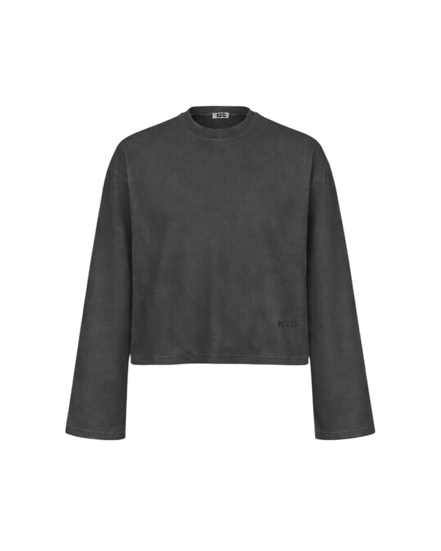 T-Shirt Manches Longues Boxy Noir Vintage