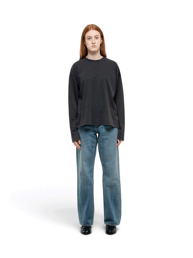 T-Shirt Manches Longues Boxy Noir Vintage
