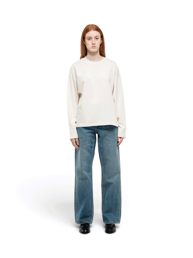 T-Shirt Manches Longues Boxy Blanc Vintage