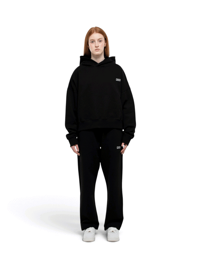 Boxy Black Hoodie